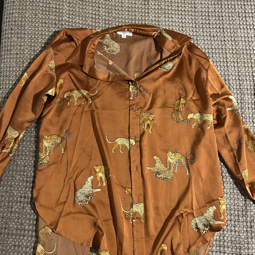 Entro Leopard Print Satin Shirt